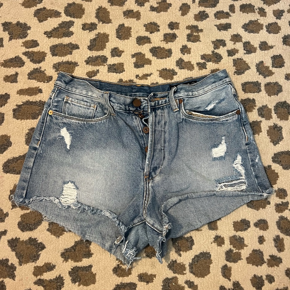 Blank NYC Blue Distressed Jean Shorts